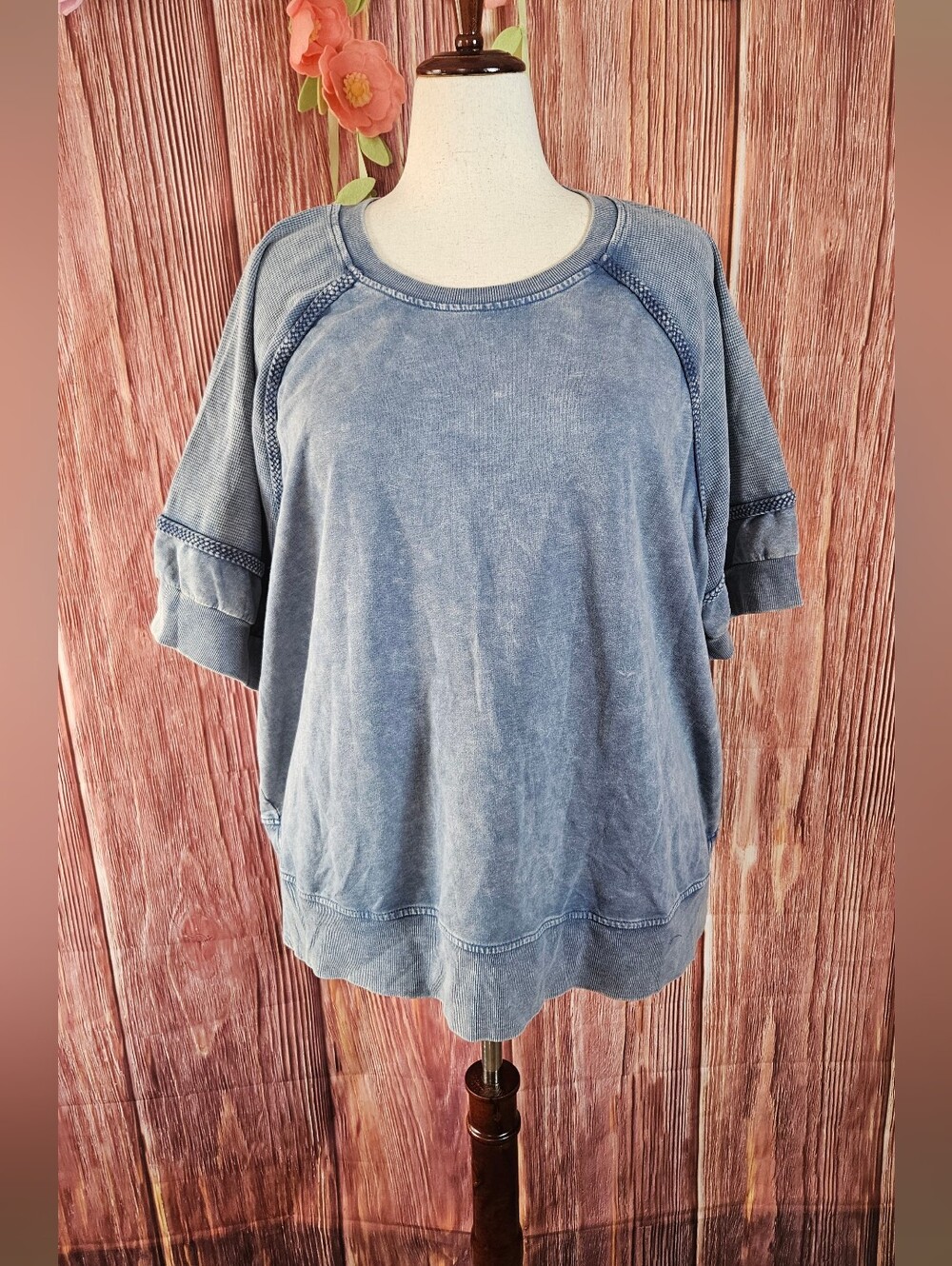 Jane + Delancey Vintage Wash Short Sleeve Sweatshirt Plus Size 3X
